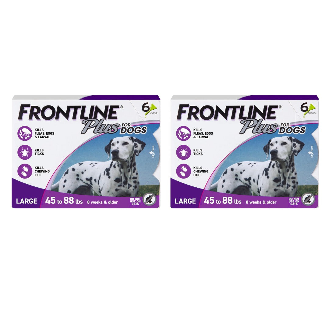 FRONTLINE Plus for Dogs Large Dog (45–88 lbs) Flea and Tick Treatment – 6 Doses