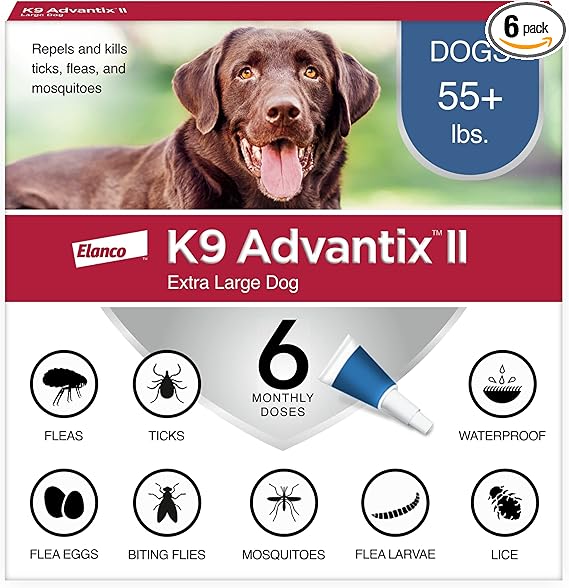 K9 Advantix II XL Dog Vet-Recommended Flea, Tick & Mosquito Treatment & Prevention | Dogs Over 55 lbs. | 6-Mo Supply
