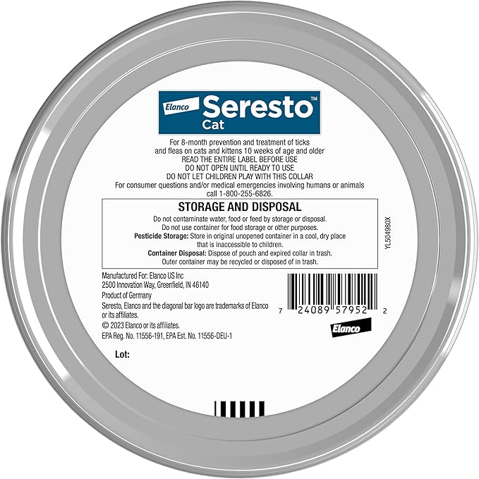 Seresto Flea & Tick Collar for Cats | 8-Month Continuous Protection