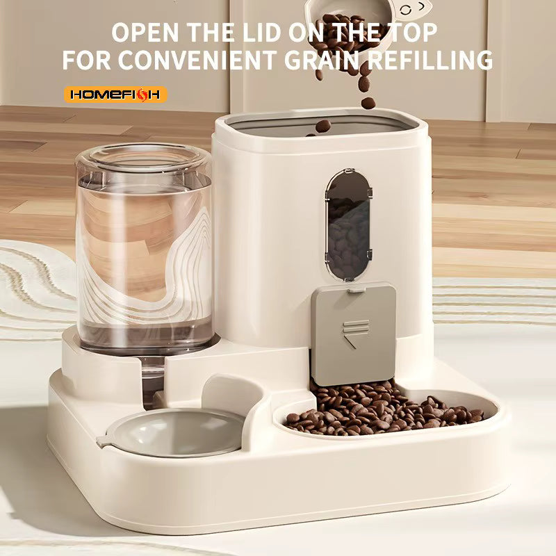 2-in-1 Cat Food Dispenser & Water Feeder – Automatic Pet Feeding and Hydration Station