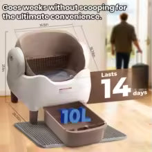 Automatic Self-Cleaning Cat Litter Box with APP Control – Open Top Design, Anti-Pinch Safety & Odor-Free Solution for Multiple Cats