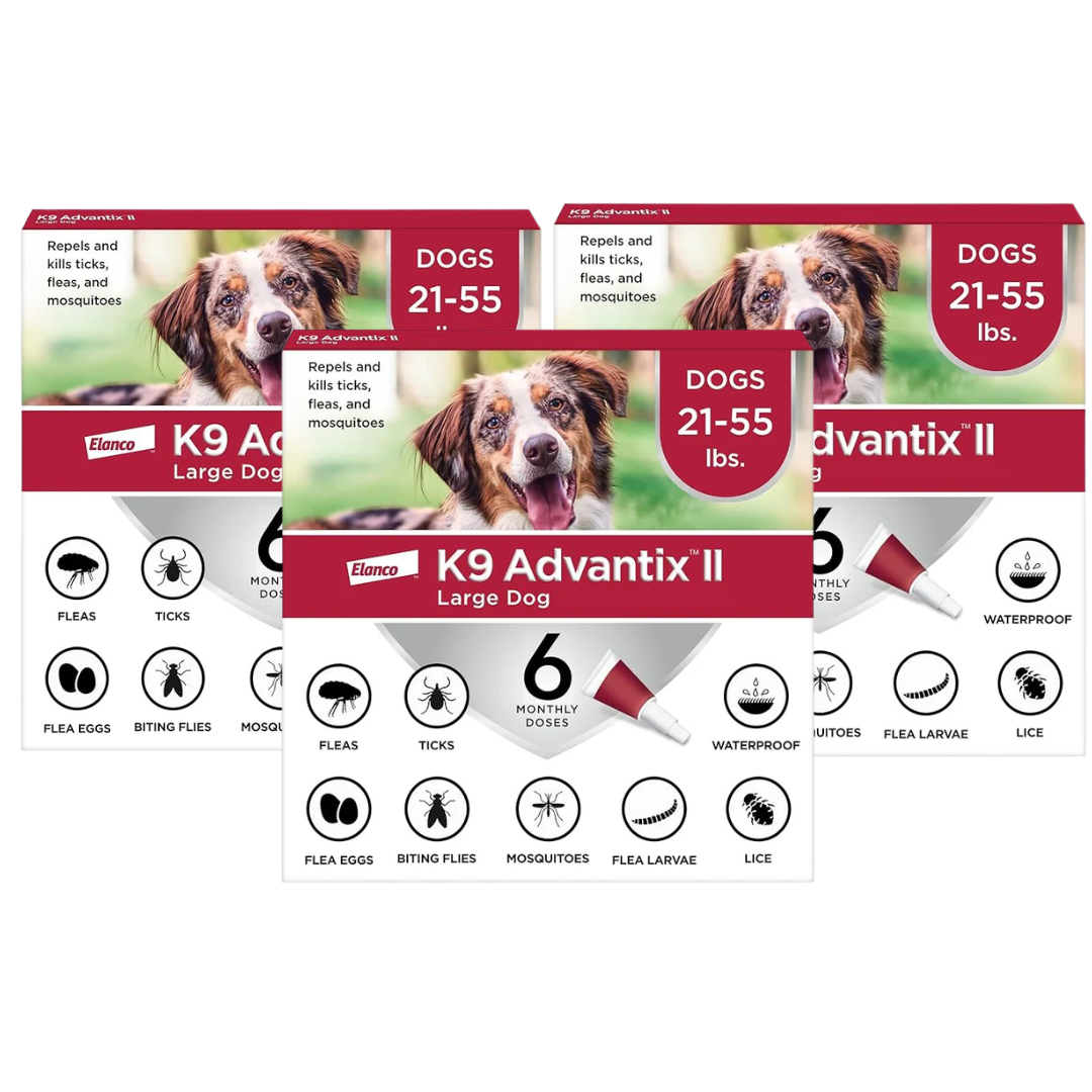 K9 Advantix II Large Dog Vet-Recommended Flea, Tick & Mosquito Treatment & Prevention | Dogs 21–55 lbs. | 6-Month Supply